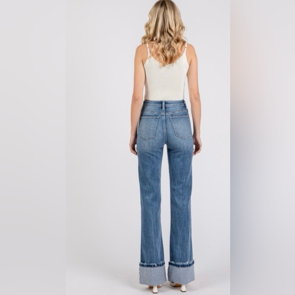 *New Petra 153 High Rise wide leg cuffed Distressed Jeans Sz 28 - Picture 5 of 13